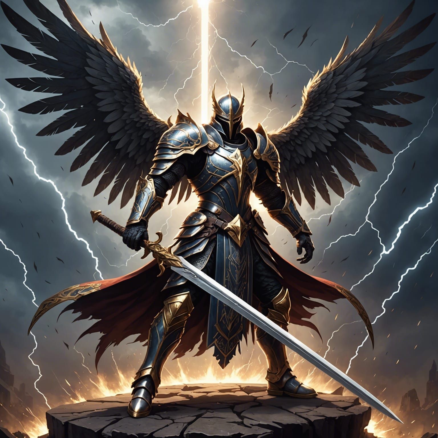 Aarakocra Warrior with Greatsword and Lightning