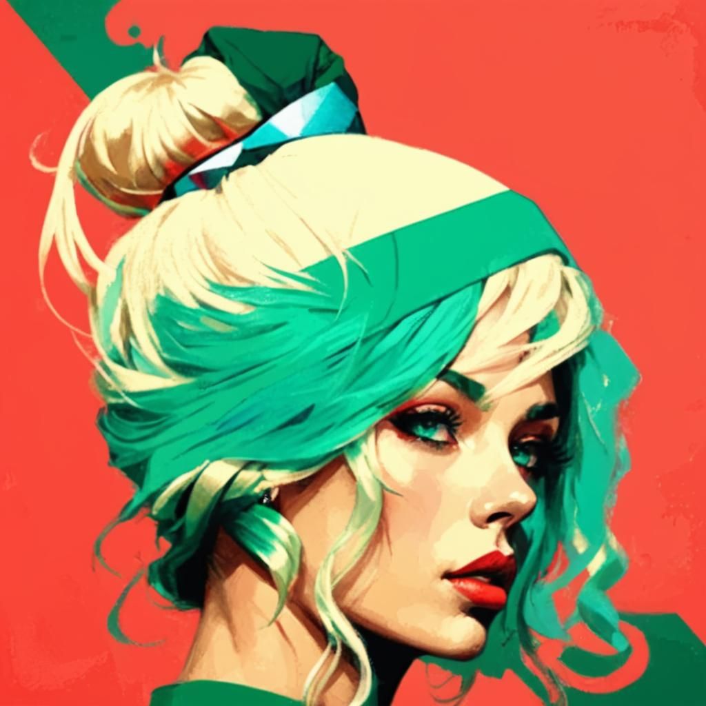 Confident Woman with Blonde Hair: Digital Art Portrait