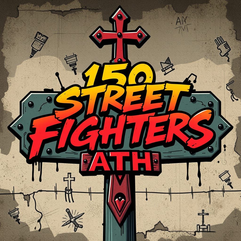 Vintage Street Sign with Graffiti and Orthodox Cross