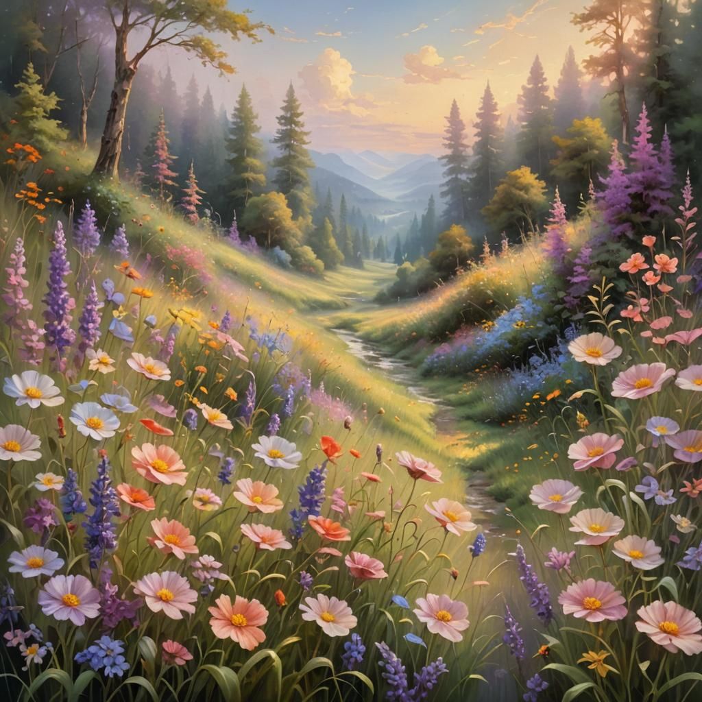 Wildflowers Spun into Yarn: Ethereal Oil Painting