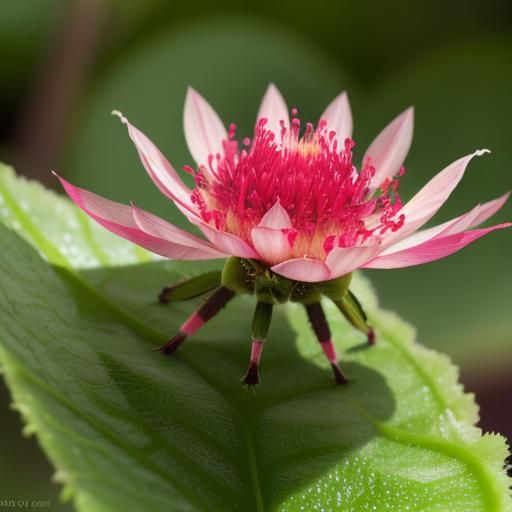 Stink Bug on Rhubarb Flower: Macro Photography