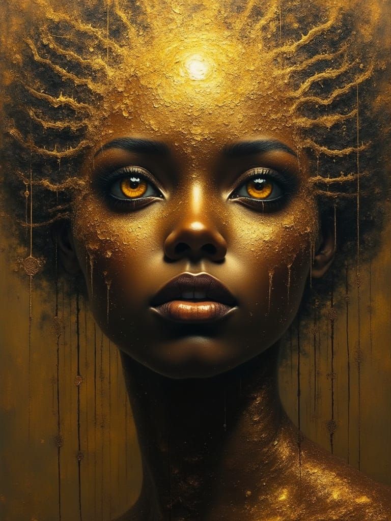 Gilded Spooky Mind Upload: Acrylic Painting