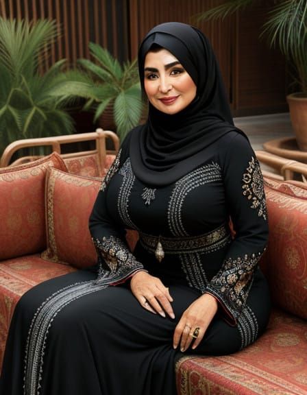 Psychedelic Middle Eastern Woman in Elegant Dress