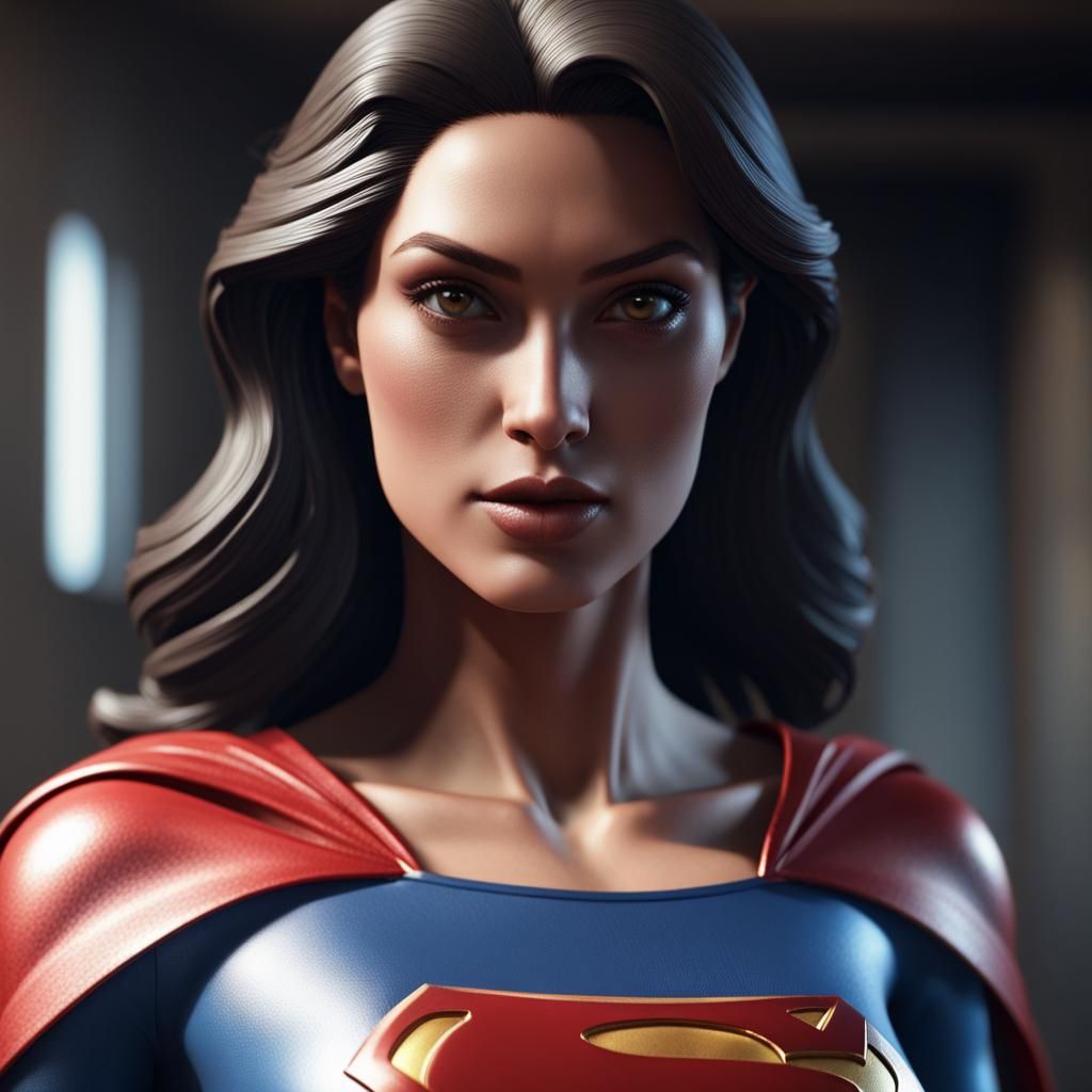Confident Superwoman in 3D Rendering