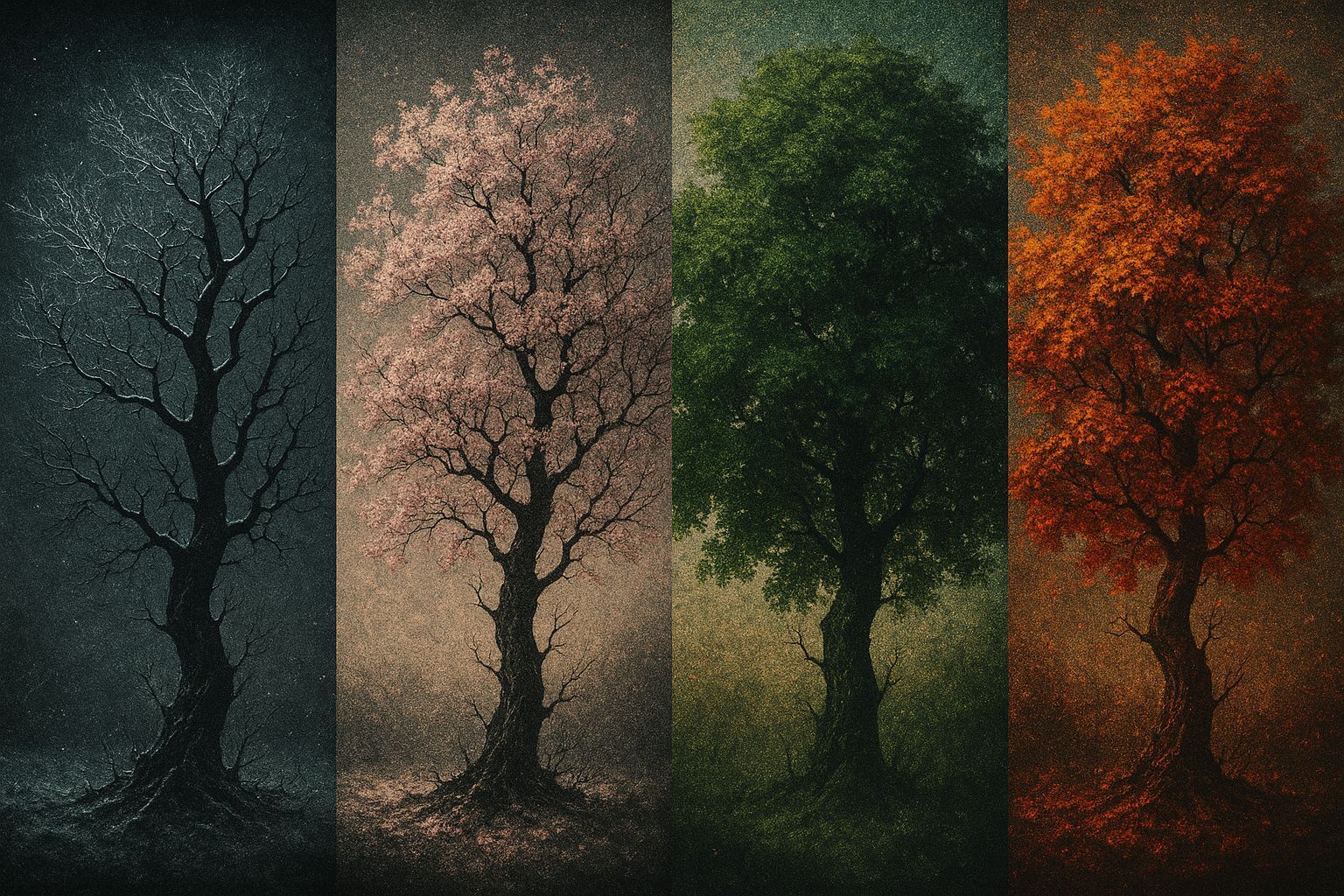Gothcore Tree: Seasons in Surreal Digital Art