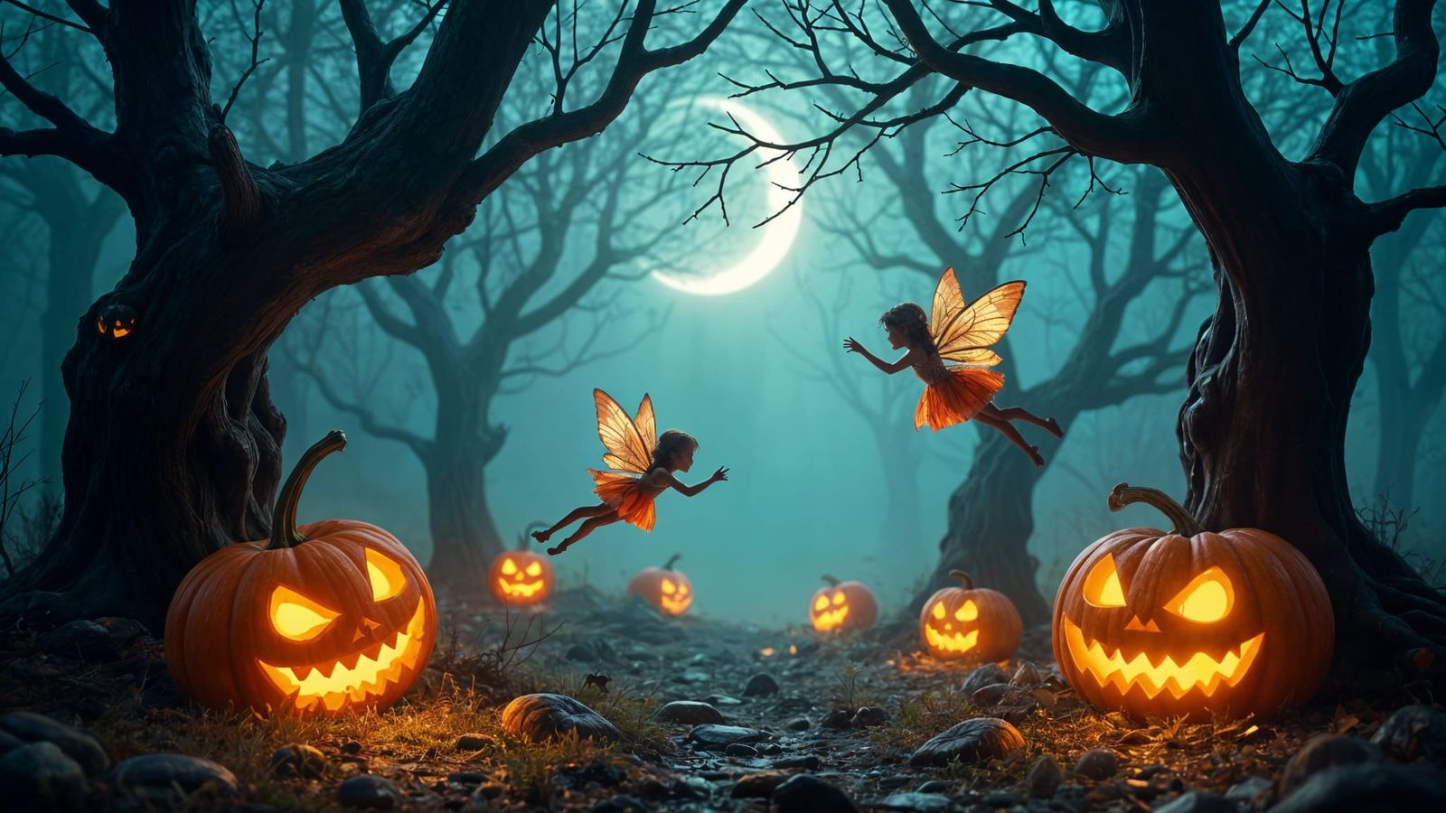 Mystical Halloween: Fairies in an Enchanted Forest