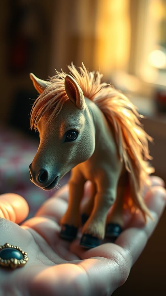 Miniature Horse in Palm: Lifelike Dream Sculpture