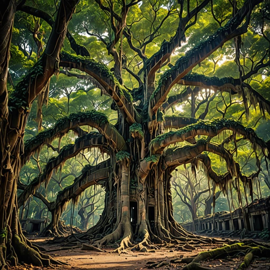Millennial Banyan Tree Engulfs Abandoned Prison Cell