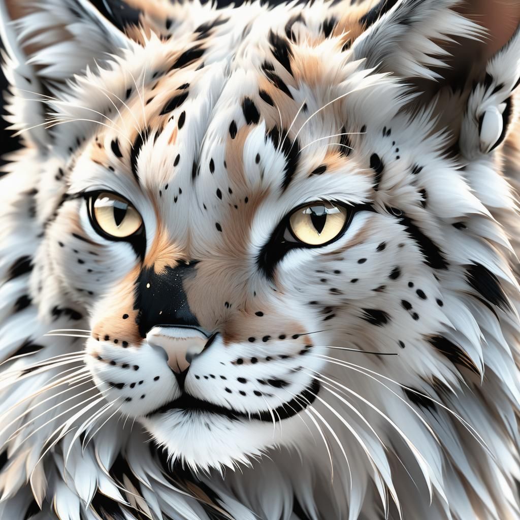 Speckled White Bobcat: Vibrant 3D Anime Art