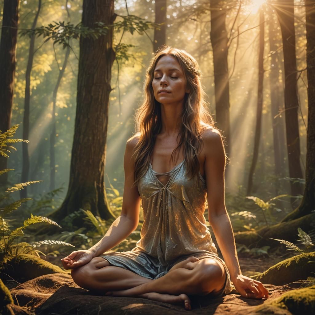 Sunlit Forest Meditation in Impressionist Style