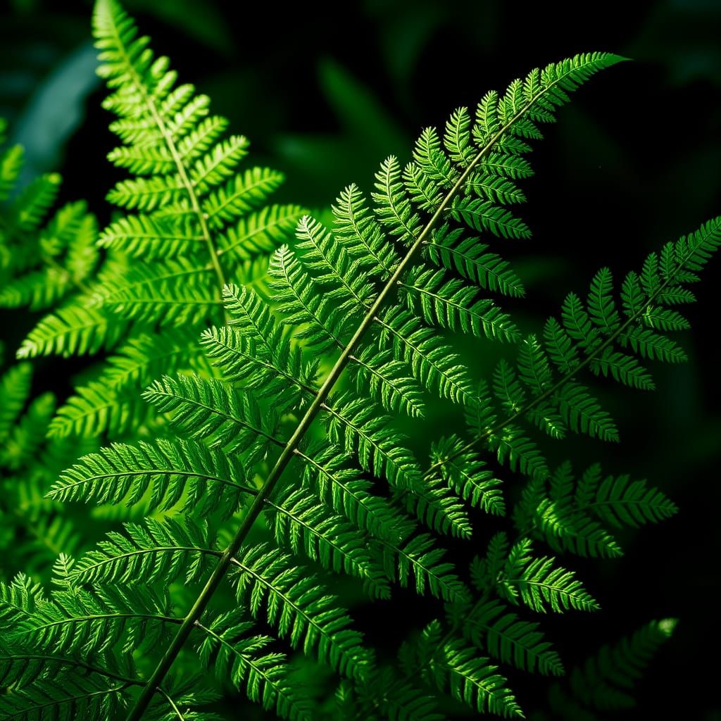 Hyperrealistic Emerald Ferns in Vibrant HDR