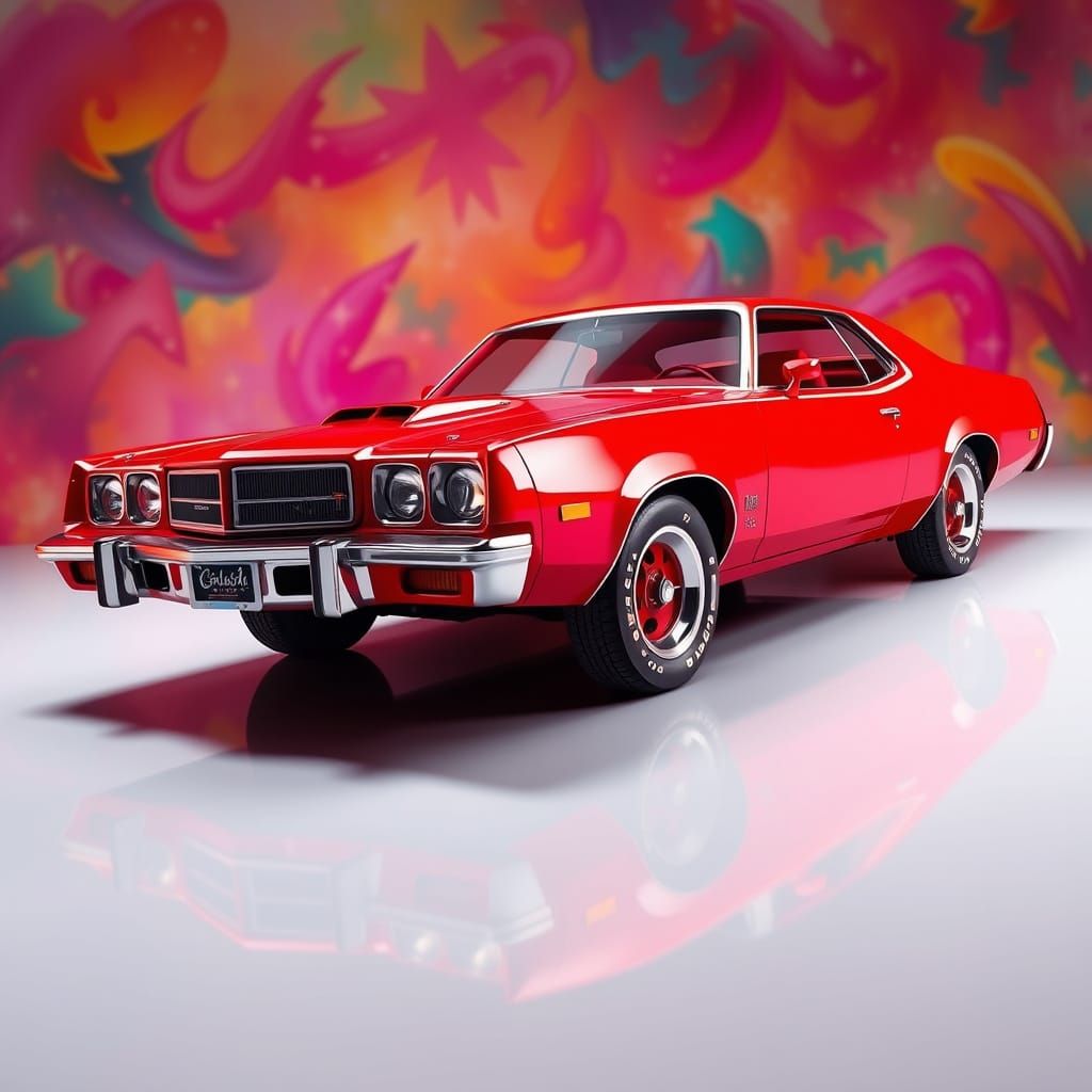 Candy Apple Red 1973 Plymouth Fury in Hyperrealism