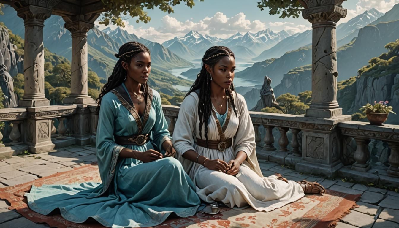 Elven Doctor Treats Patient in Mountain Temple