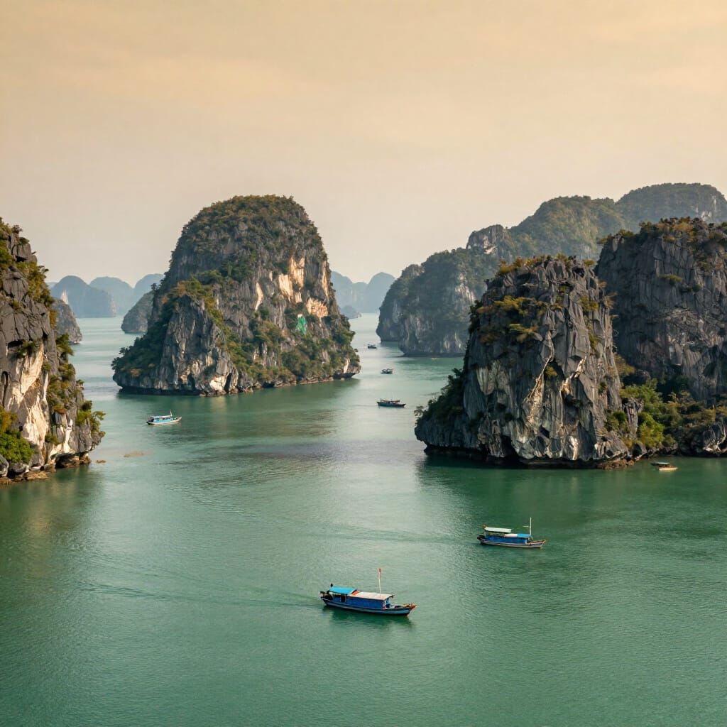 Ha Long Bay Vietnam Photorealistic Limestone Karsts