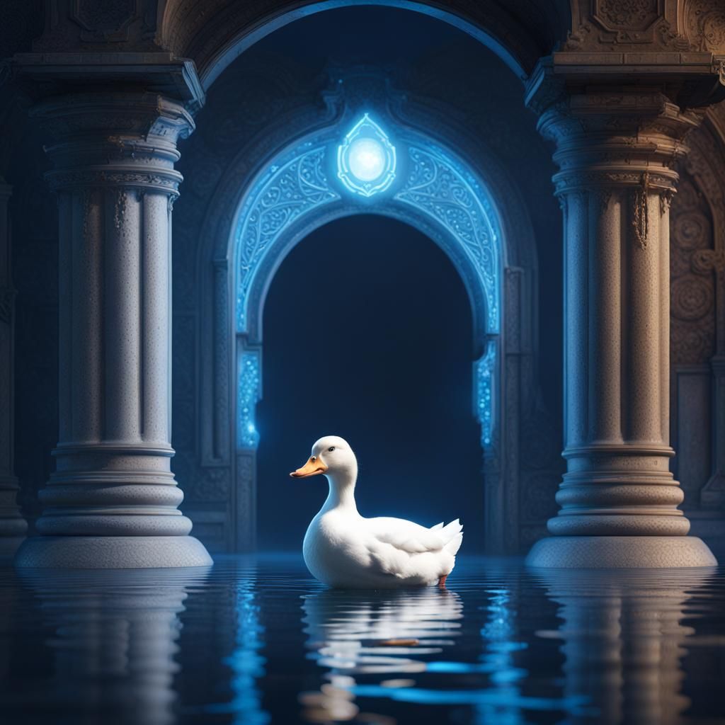 Duck at Glowing Portal, Fantasy Concept Art
