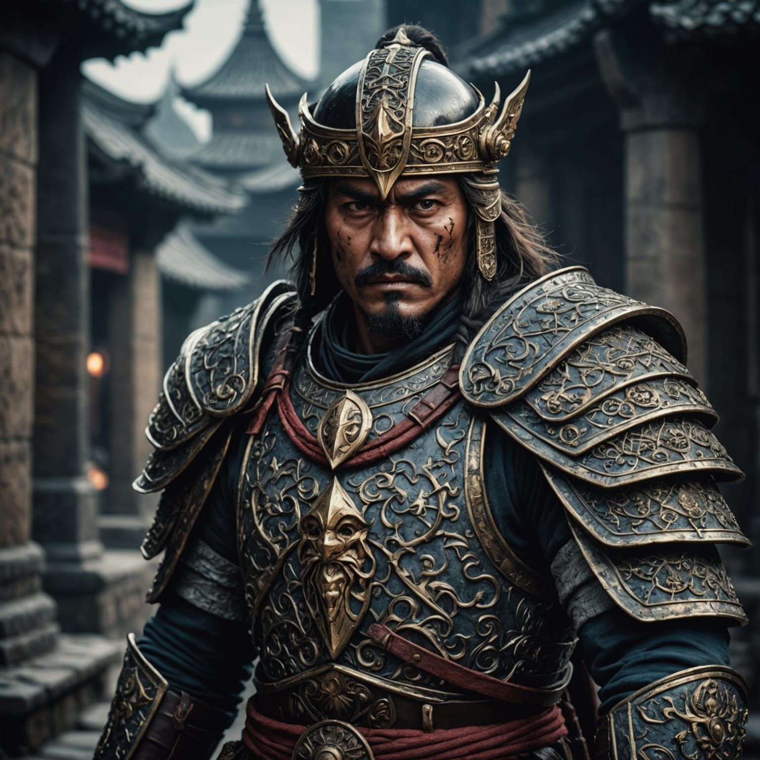 Hyperrealistic Samurai Warrior in Cinematic Composition