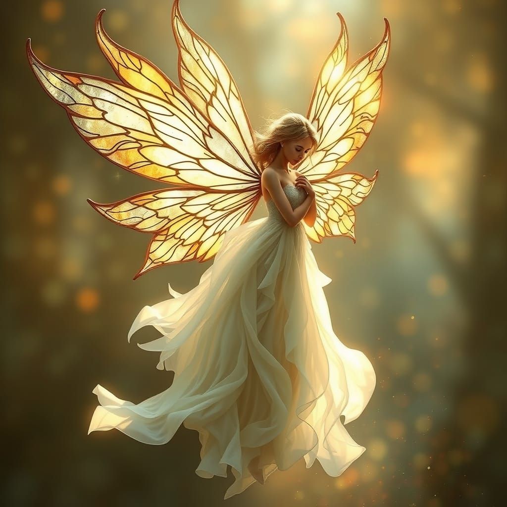 Ethereal Fairy with Stained Glass Wings