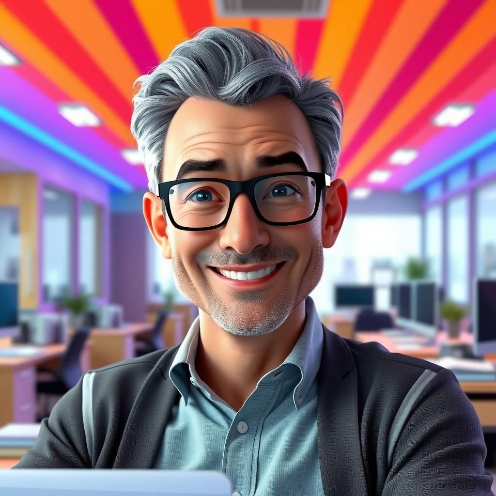 Man in Office: Disney Pixar Style 3D Animation