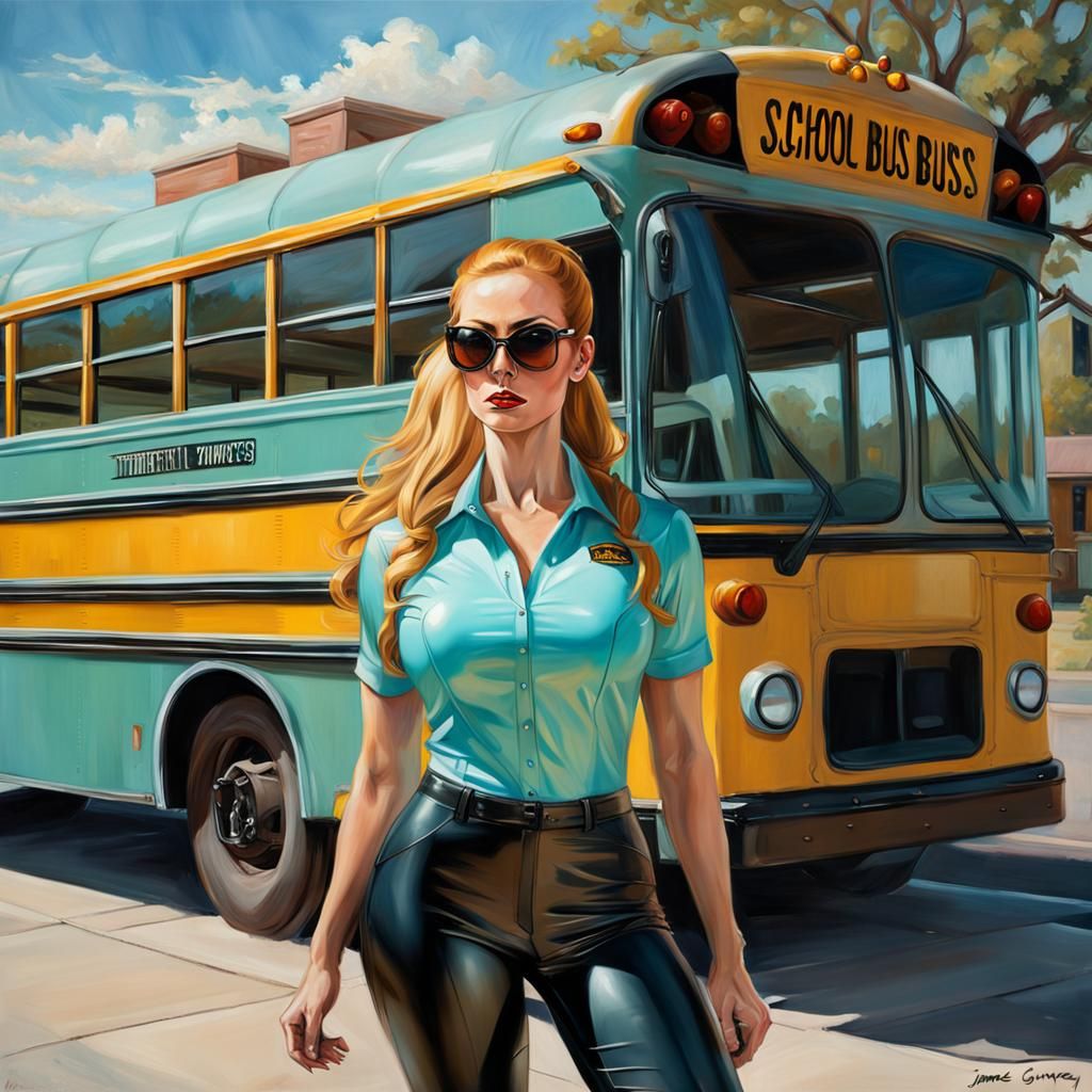 School Bus Driver as Oil Painting by Gurney