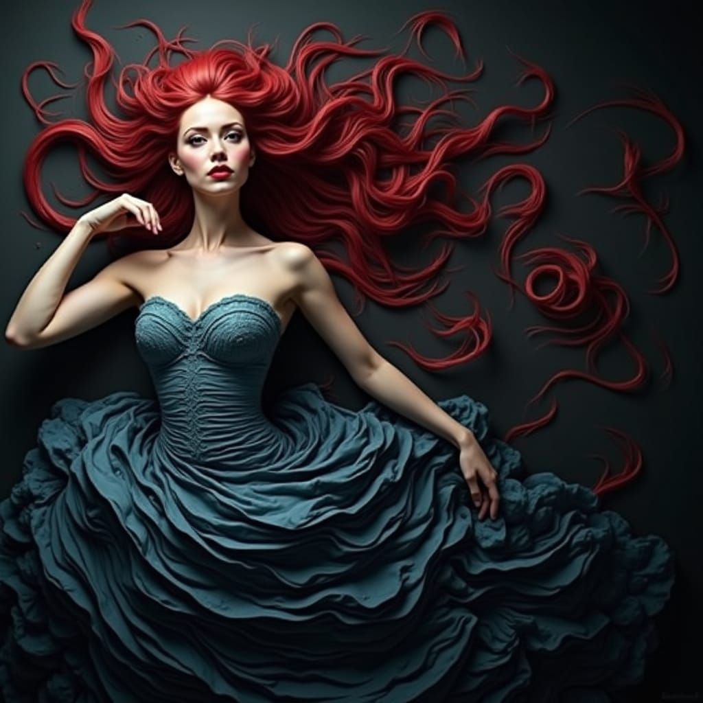 Abstract Swirling Forms in Vivid Reds