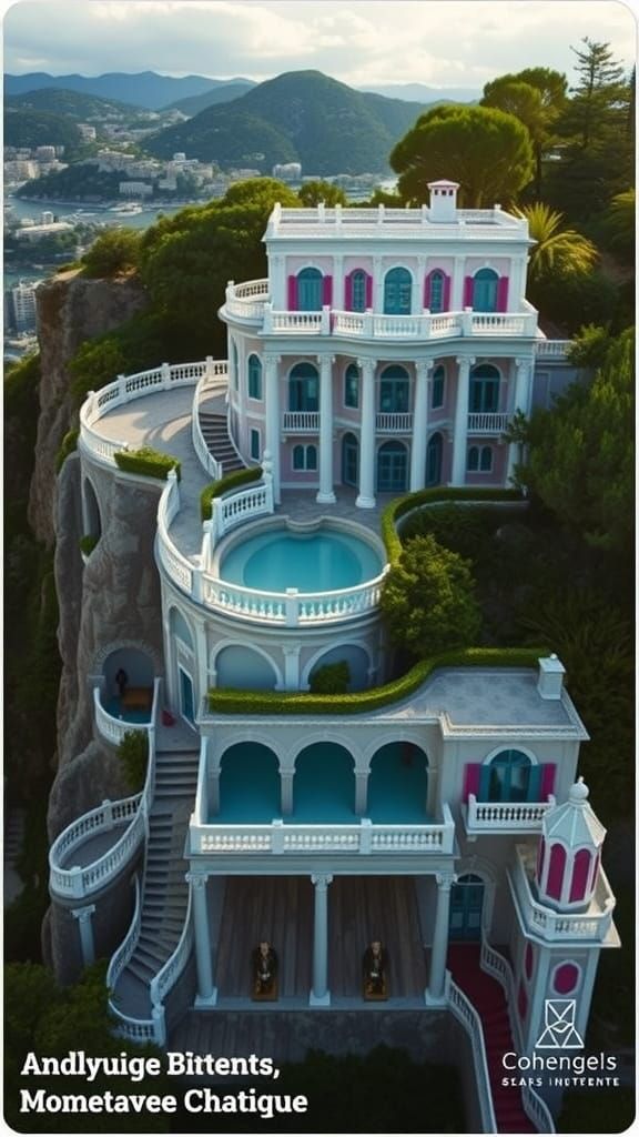 Ancient Elven Chateau with Vibrant Geometric Patterns