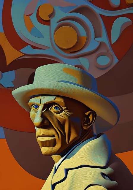 Surreal Blend: Picasso, Van Gogh, and Digital Art