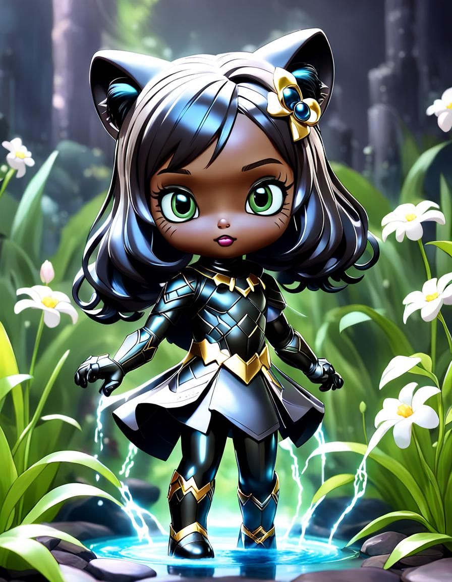Hello Kitty as Black Panther: 3D Anime Action