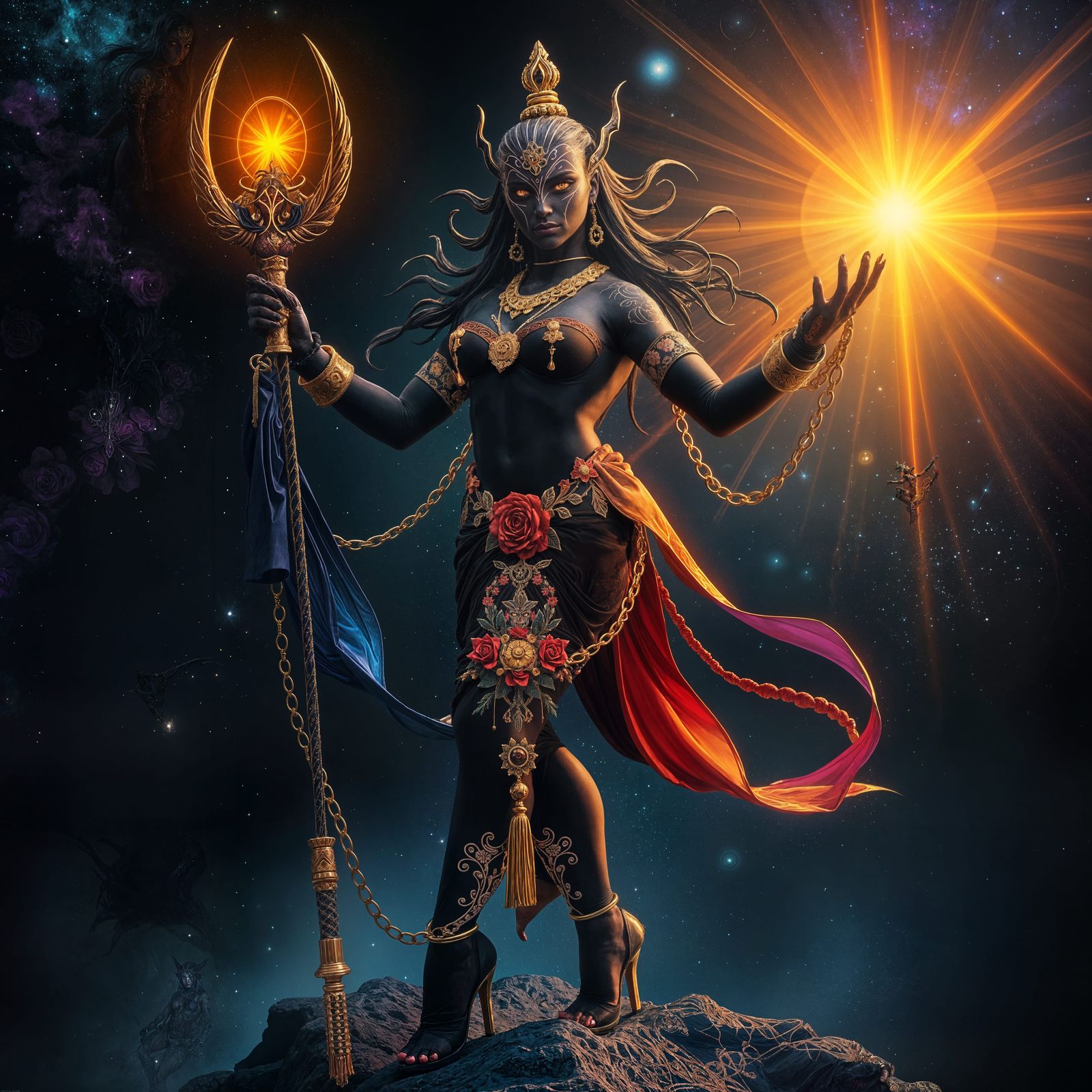 Goddess of Fabric with Glowing Eyes