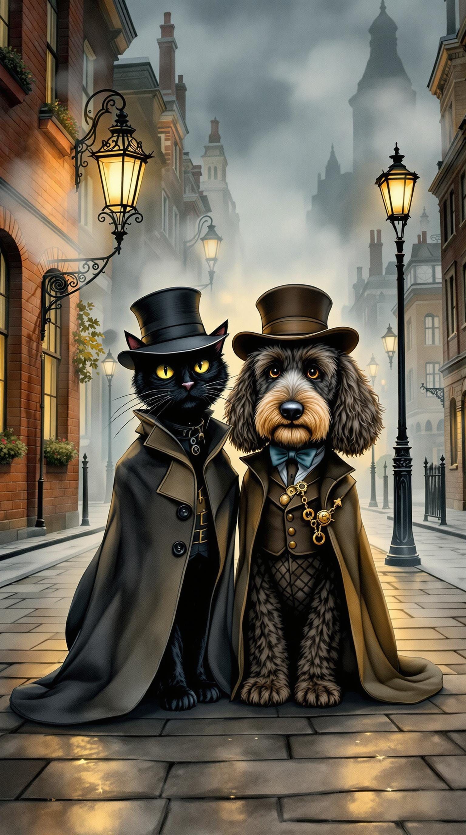 Steampunk Cats in Foggy London