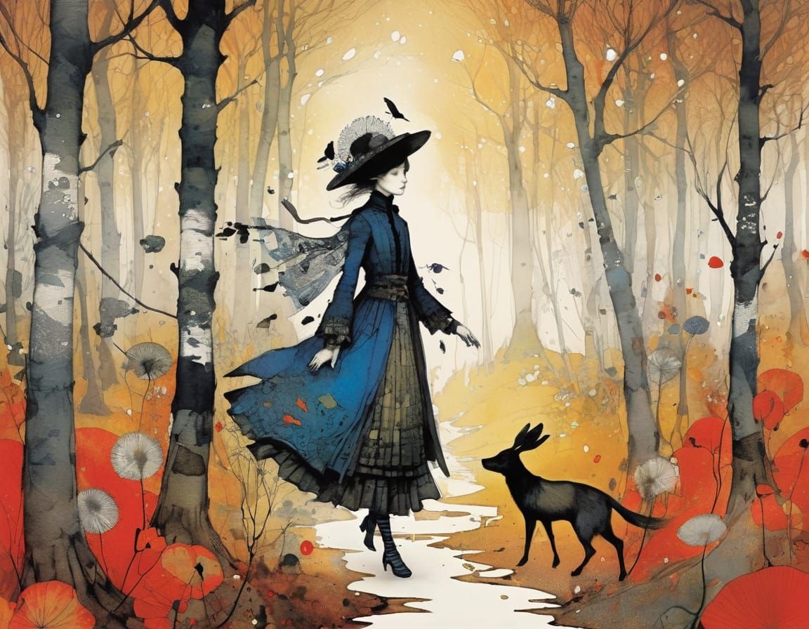 Whimsical Woodland Scene in a Dreamlike Aesthetic