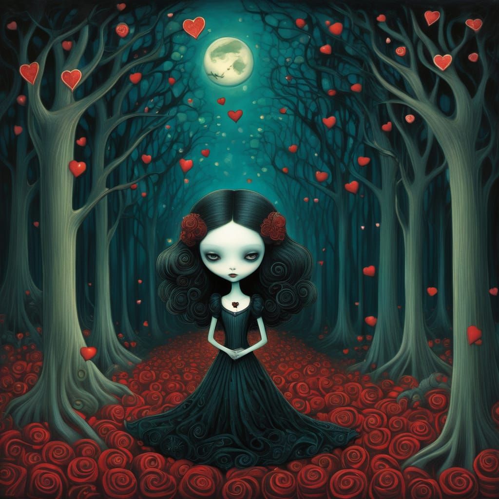 Spectral Valentine's Day Art in Art Nouveau Style