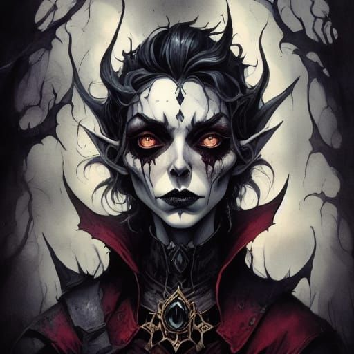 Burtonesque Figure on Cobblestone Path