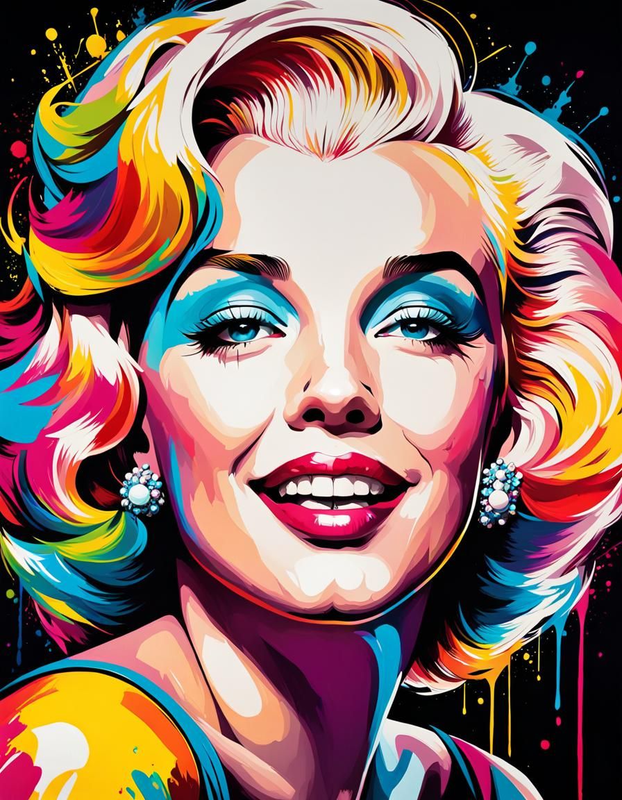 Marilyn Monroe Colorful Graffiti Art Portrait