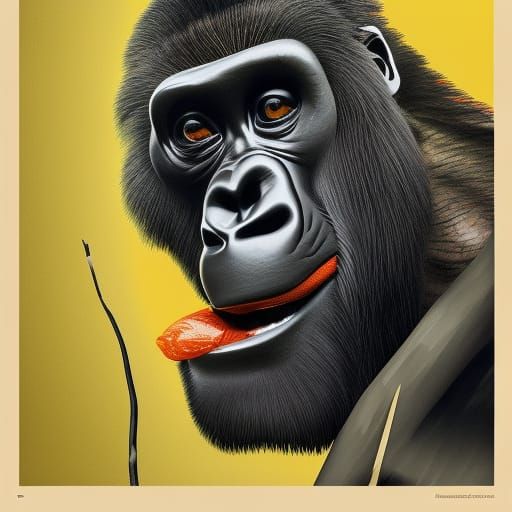 Stylized Pop Art Silverback Gorilla Painting