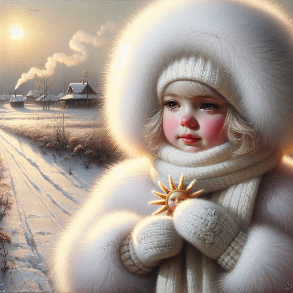 Girl with Miniature Sun: Soft Focus Oil Painting