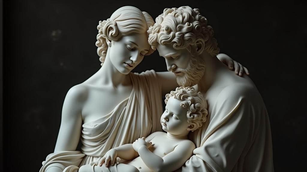 Marble Sculpture of a Nuclear Family