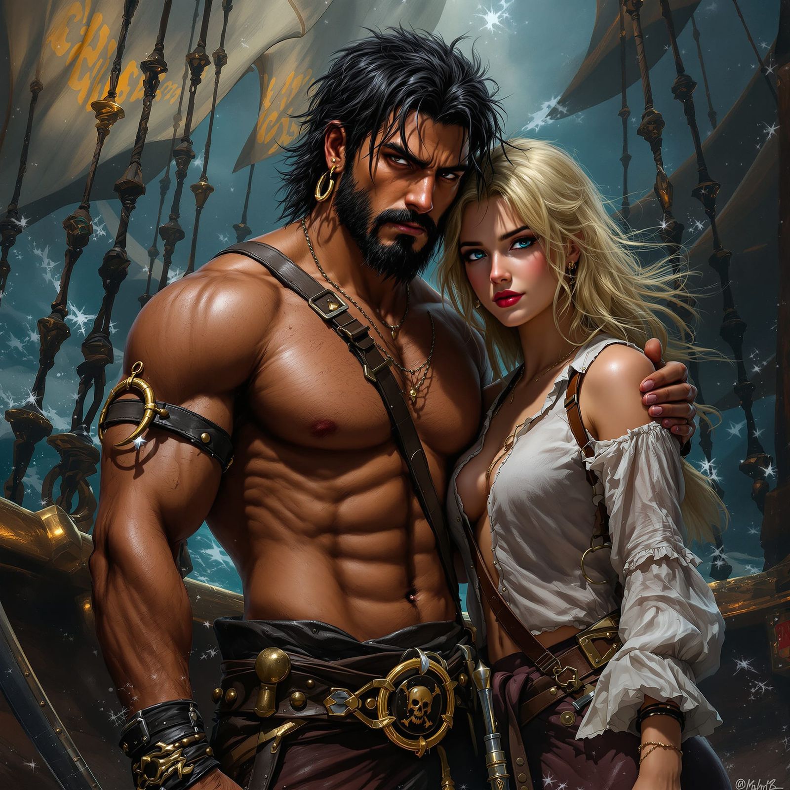 Rugged Pirate Captain & First Mate Setting Sail