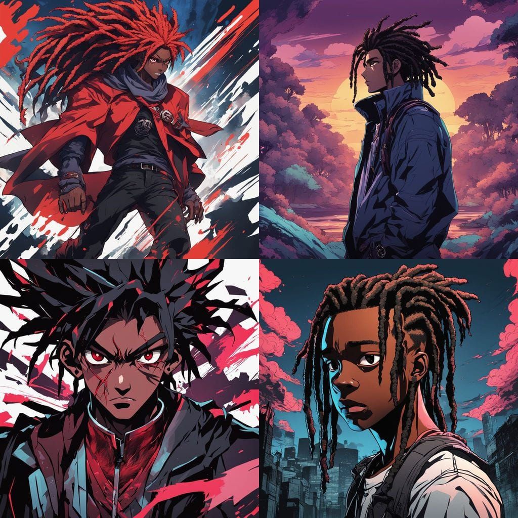 Manga-Style Demonic Teenage Boy with Dreadlocks