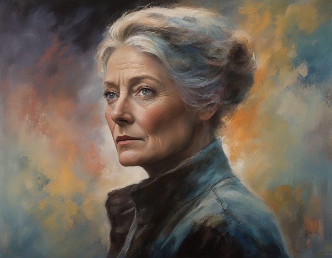 Vanessa Redgrave Portrait in 1968 Impasto Chalk Art Style