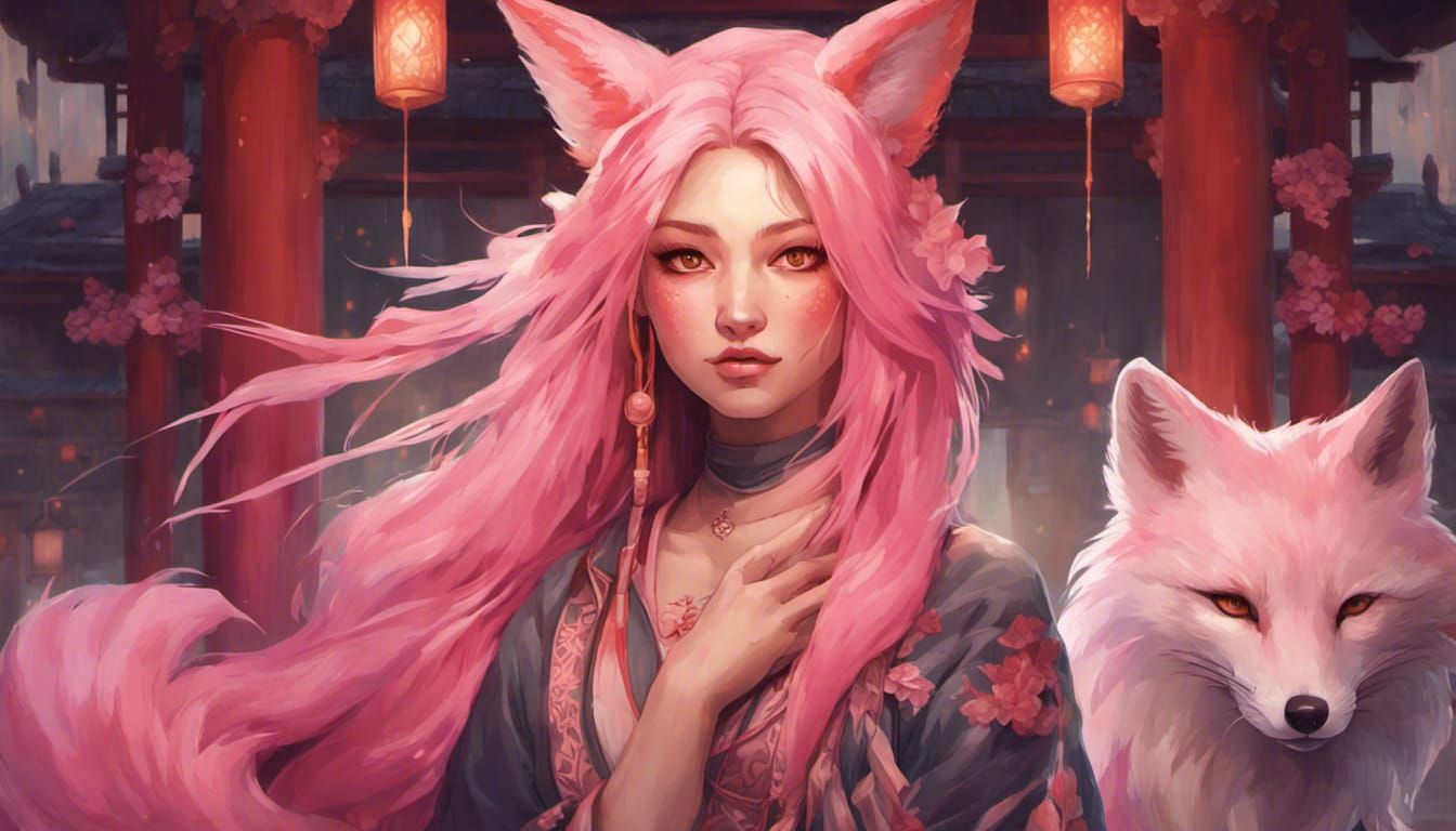 Pink Kitsune Yōkai