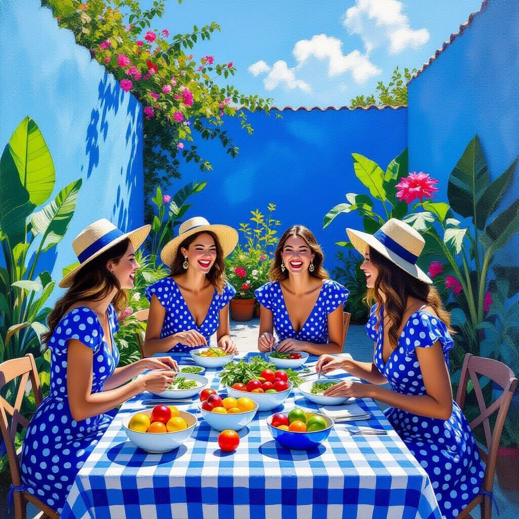 Polka Dot Dresses in a Whimsical Impressionist Garden