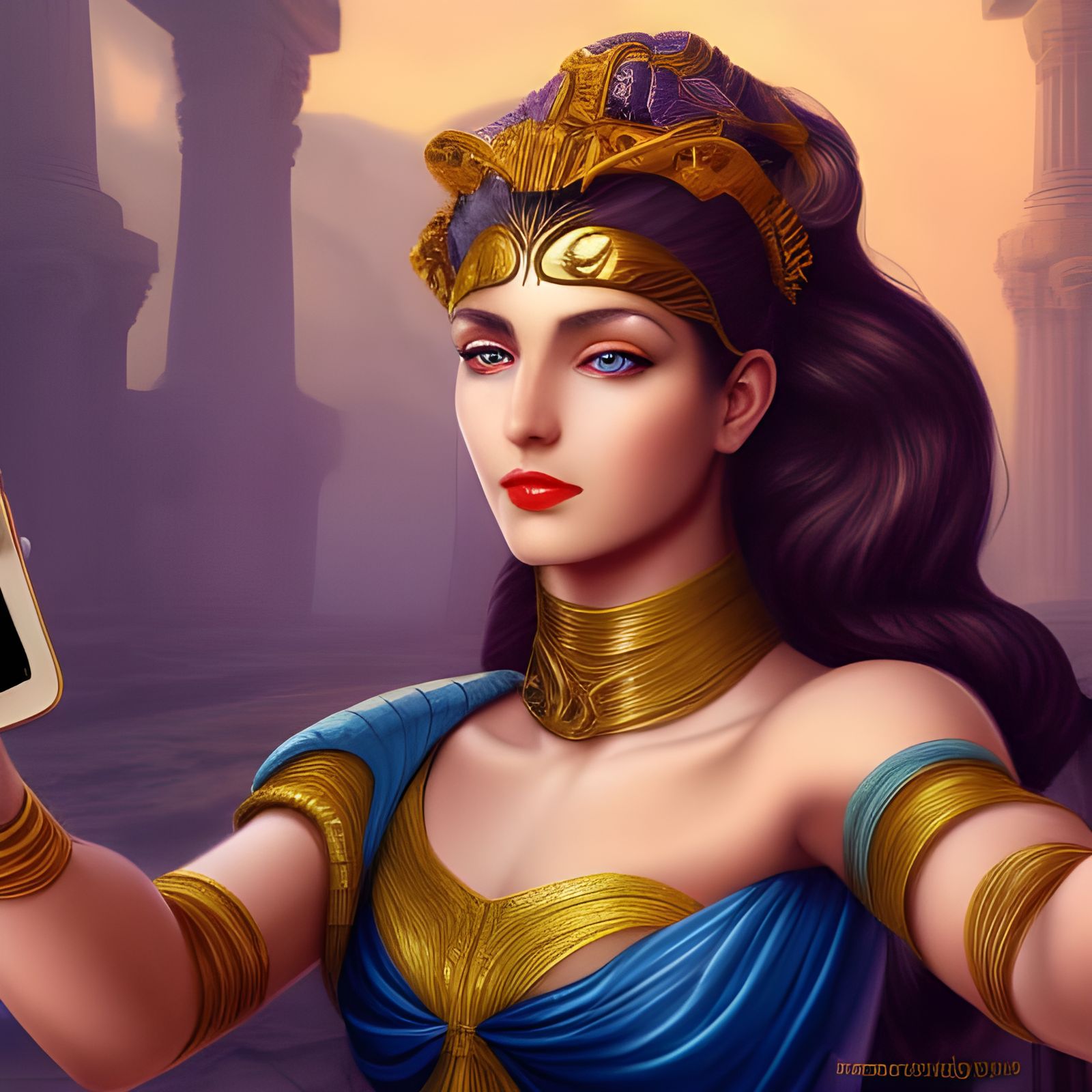 greek goddess Hera takes a selfie