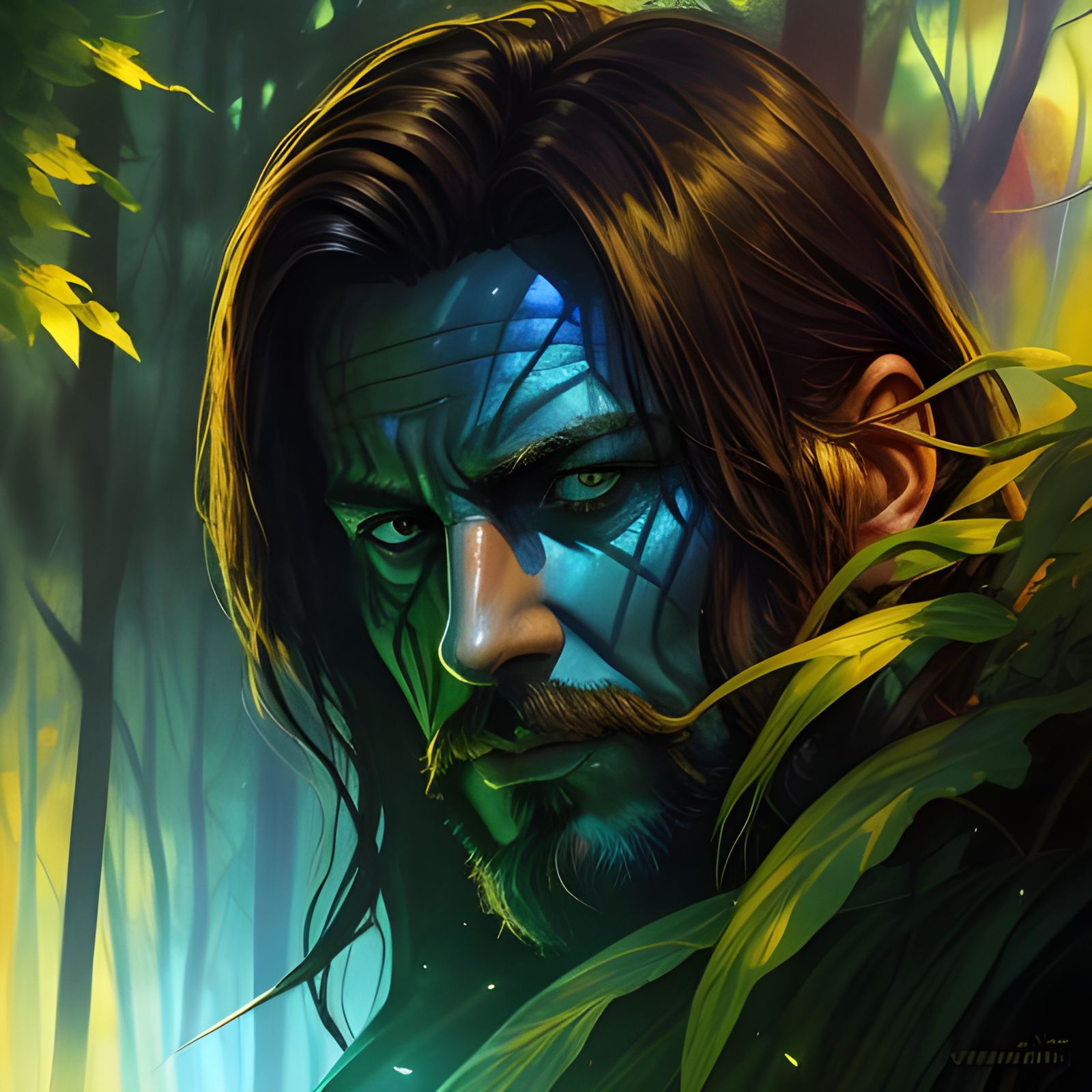 Mysterious Man Lurking in Bushes: Dystopian Chalk Art