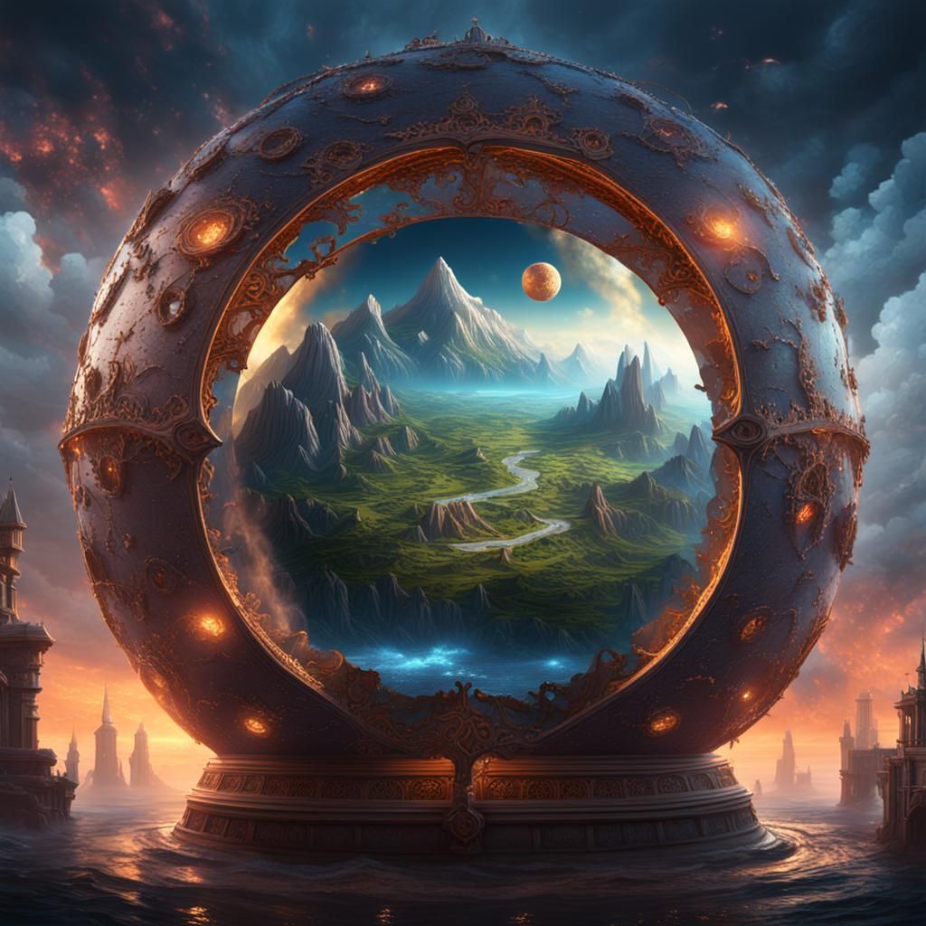 World Trapped in Orb: Detailed Matte Painting