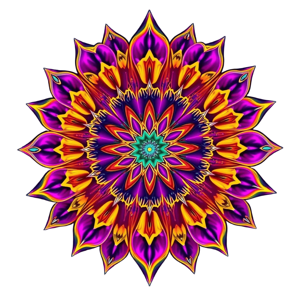 Radiant Zen Mandala with Vibrant Colors and Intricate Patter...