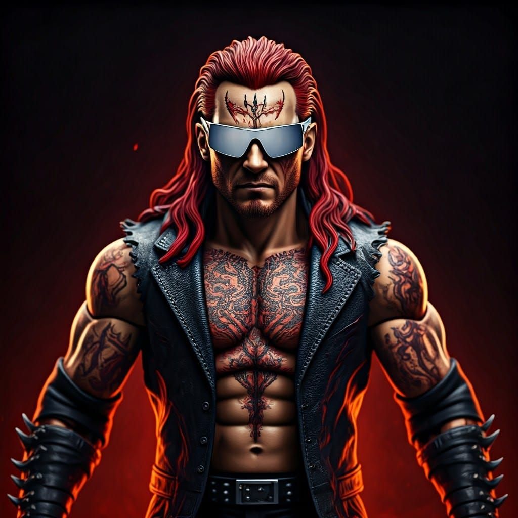 Demonic Wrestler Action Figure in Gothic Metal Style