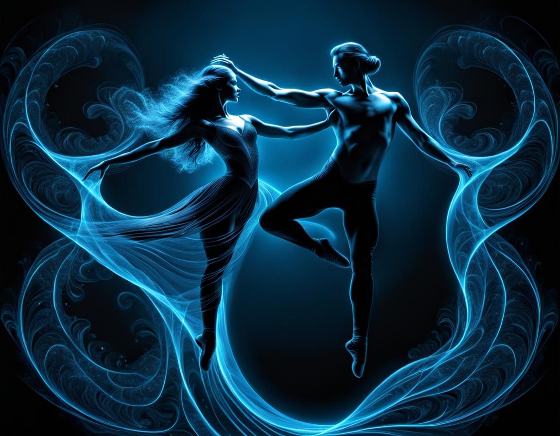 Ballet Grand Pas de Deux in Bioluminescent Line Art
