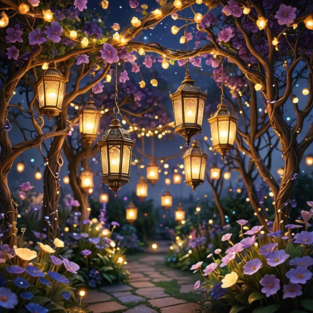 Enchanting Fantasy Garden in Magical Realism Style