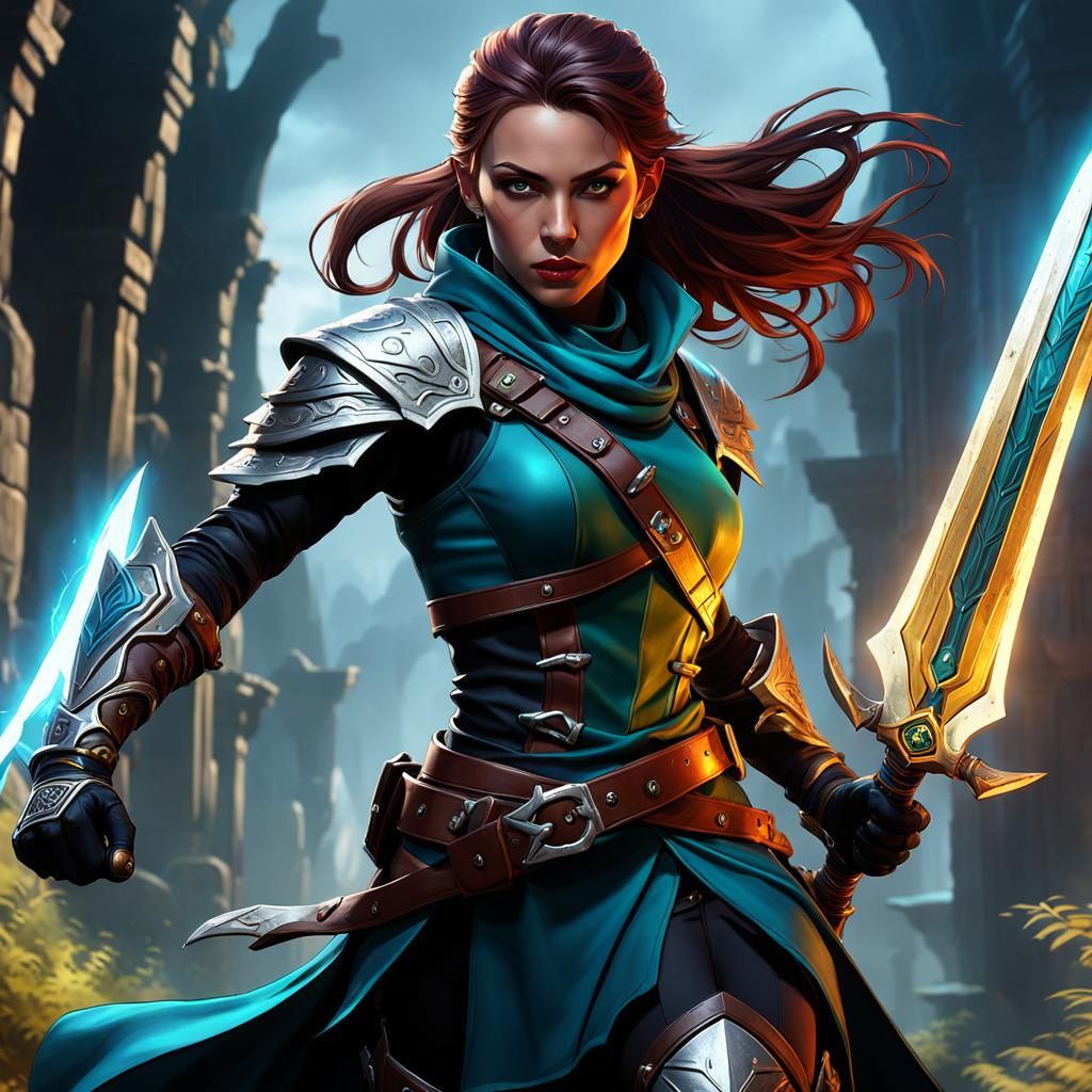 Female Rogue with Energy Blade, D&D Concept Art