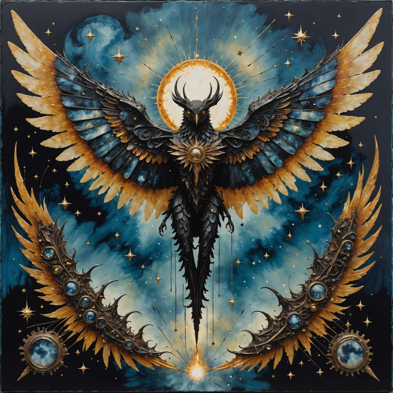 Celestial Being in Encaustic Wax Painting